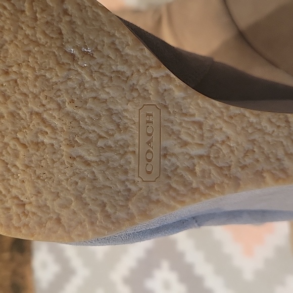 Coach beige suede wedge boots worn once - Picture 3 of 4